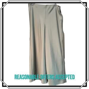 Joie Green Satin Wide Leg Pants Cropped Sage Silky Size 10